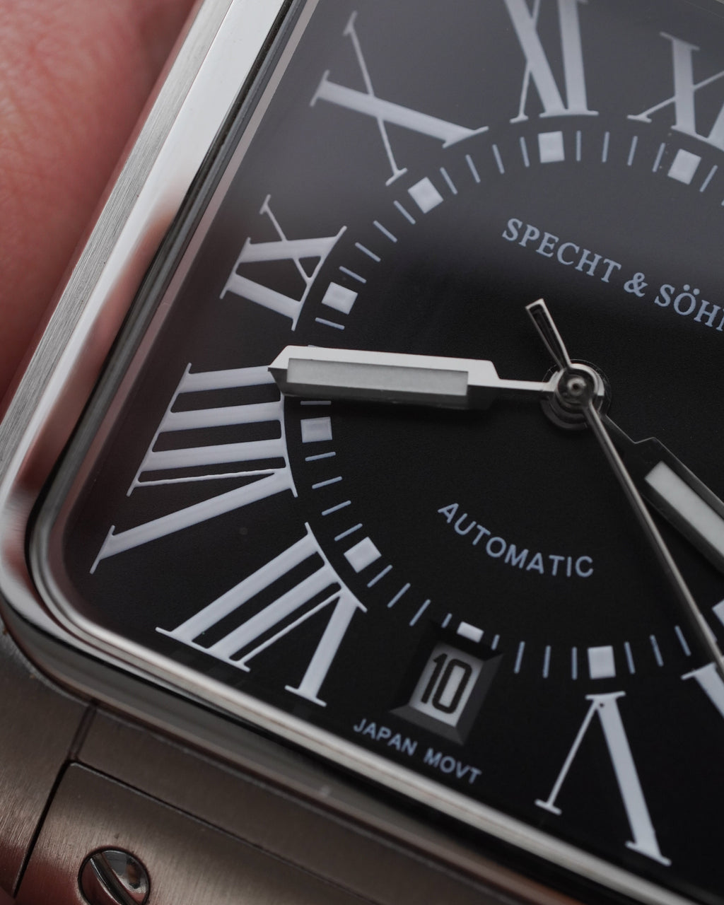 Specht & Söhne SP0021A5 Automático — Quadrado 34mm, pulseira de aço, vista 3