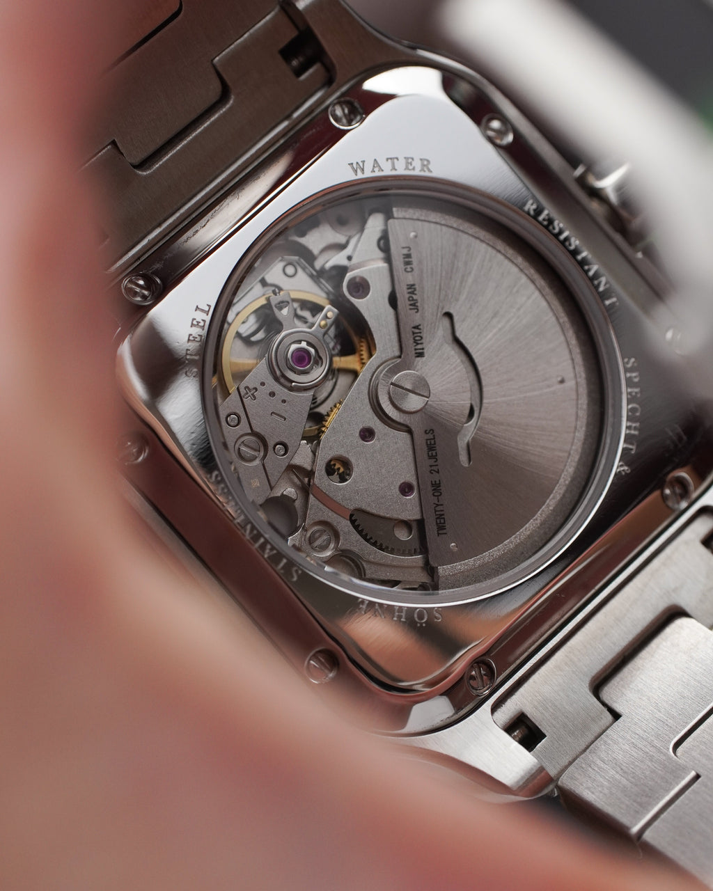 Specht & Söhne SP0037A3 Automático — Quadrado com Parafusos 37mm, pulseira de aço, vista 7