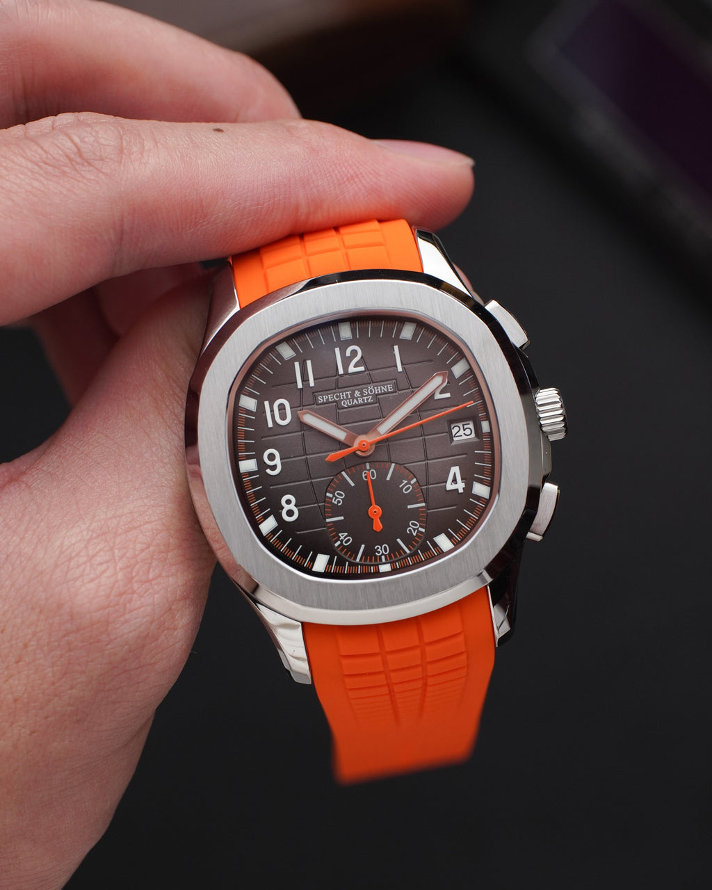 Specht & Söhne SP0006Q1 Quartz — Cronógrafo Esportivo 42mm, pulseira de silicone, vista 2