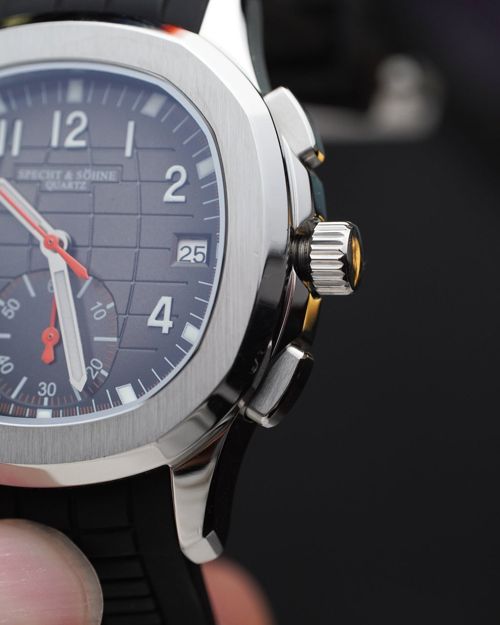 Specht & Söhne SP0006Q2 Quartz — Cronógrafo Esportivo 42mm, pulseira de silicone, vista 6