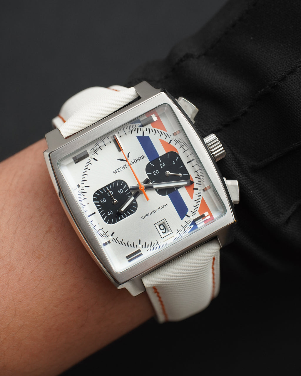 Specht & Söhne SP0009Q6 Quartz — Cronógrafo Quadrado 39mm, pulseira de couro, vista 3