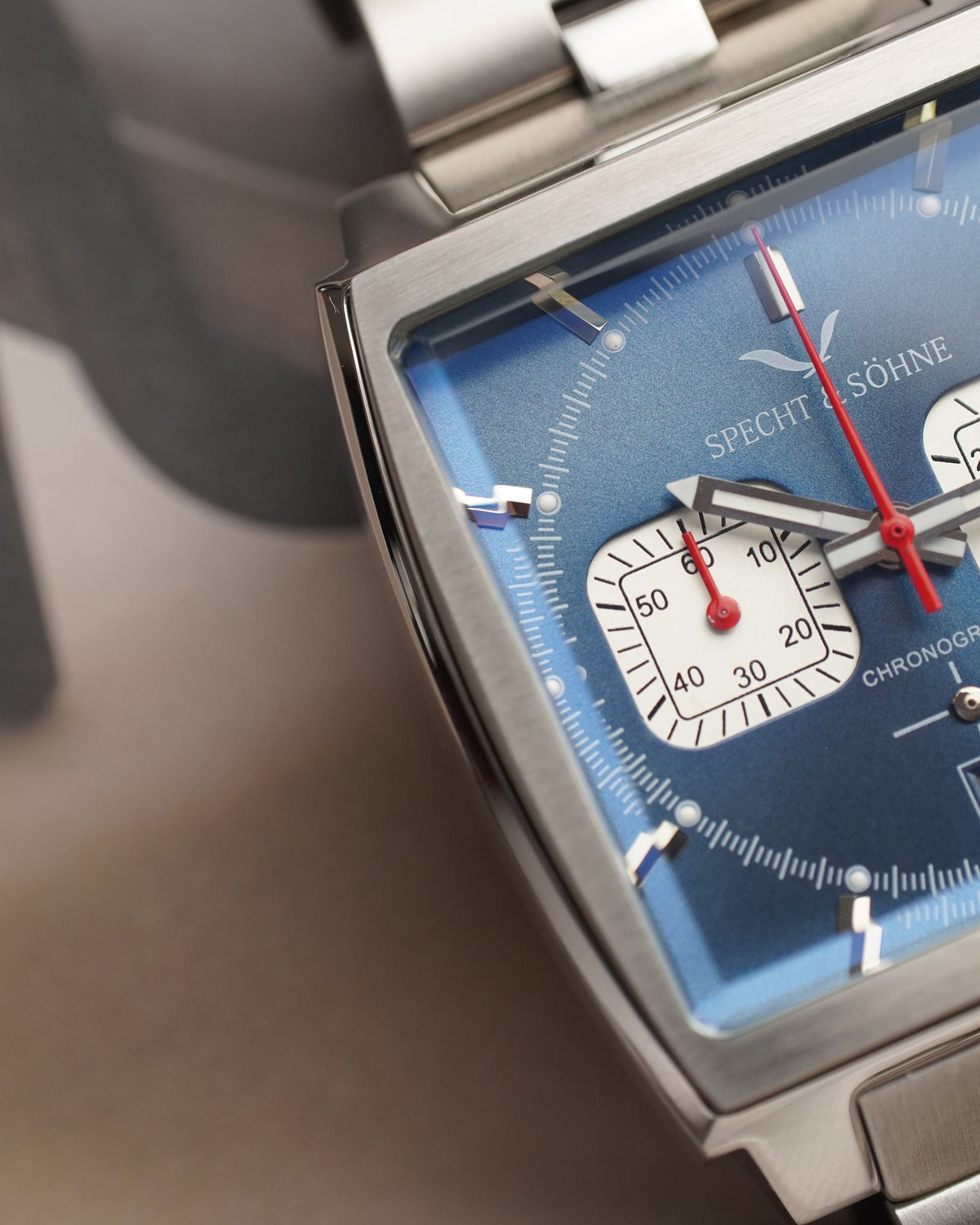 Specht & Söhne SP0009Q1-S Quartz — Cronógrafo Quadrado 39mm, pulseira de aço, vista 3