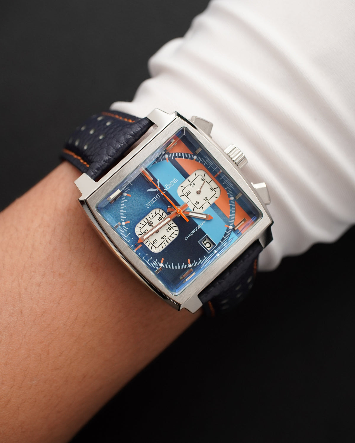 Specht & Söhne SP0009Q8 Quartz — Cronógrafo Quadrado 39mm, pulseira de couro, vista 3