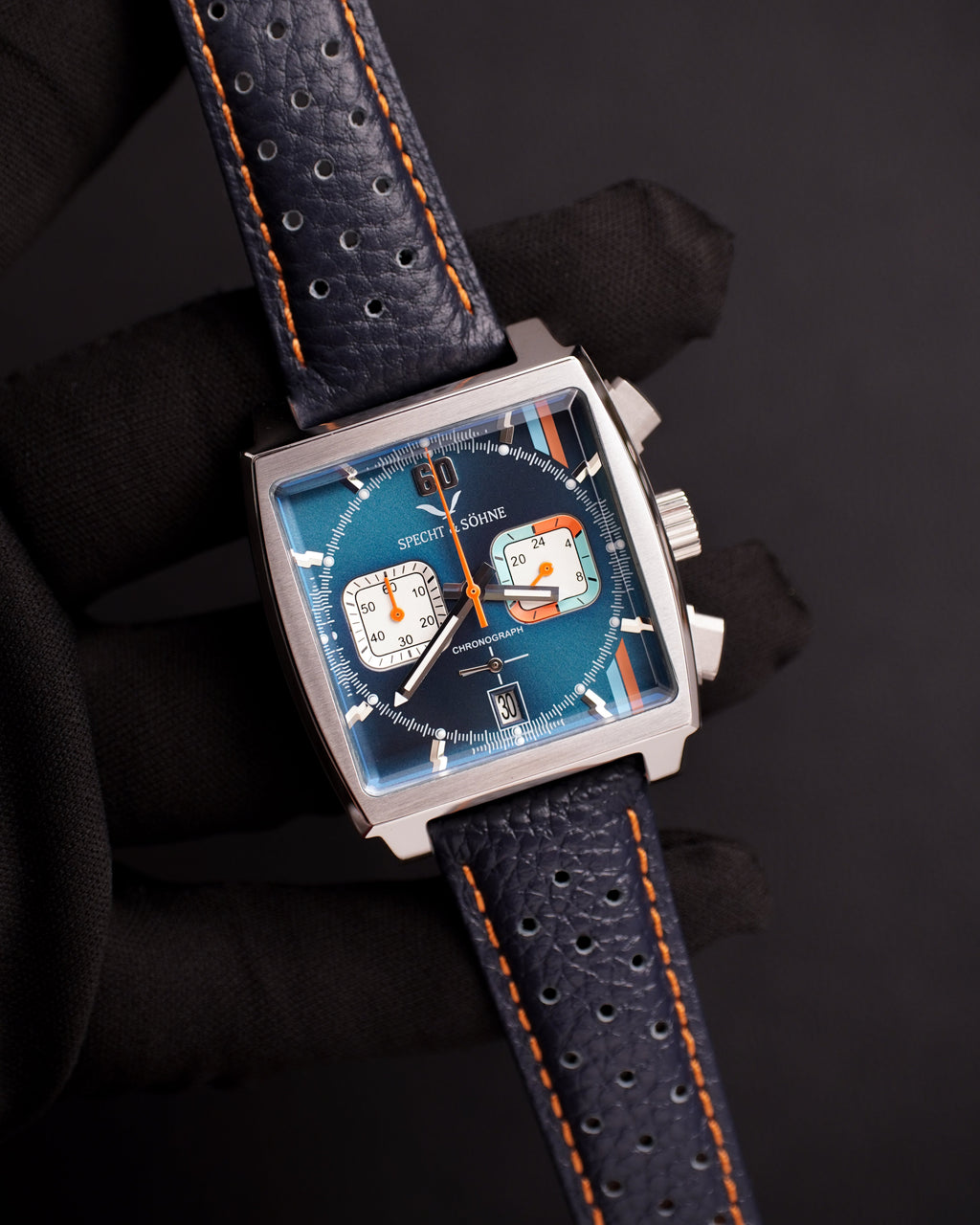 Specht & Söhne SP0009Q2 Quartz — Cronógrafo Quadrado 39mm, pulseira de couro, vista 2