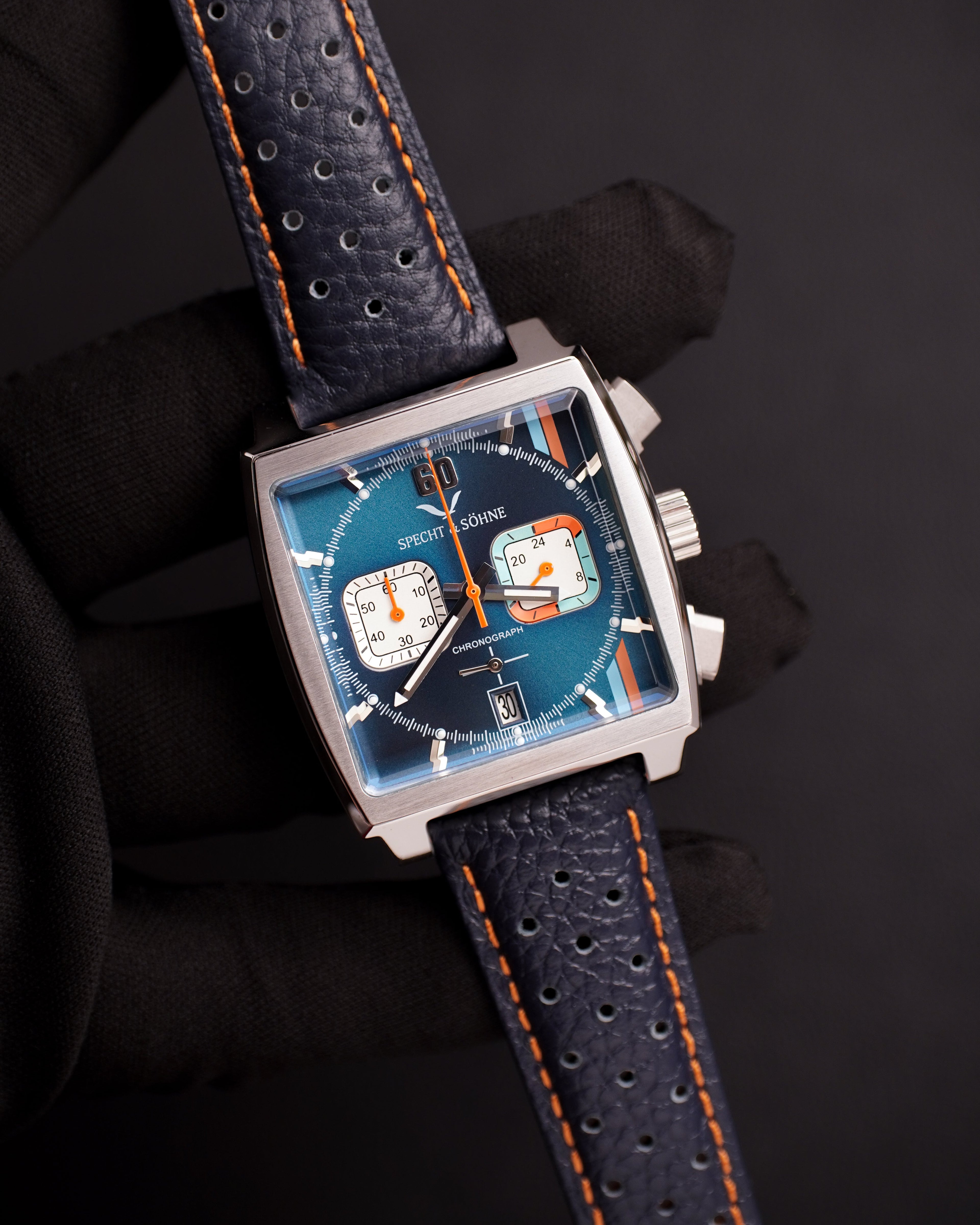 Specht & Söhne SP0009Q2 Quartz — Cronógrafo Quadrado 39mm, pulseira de couro, vista 2