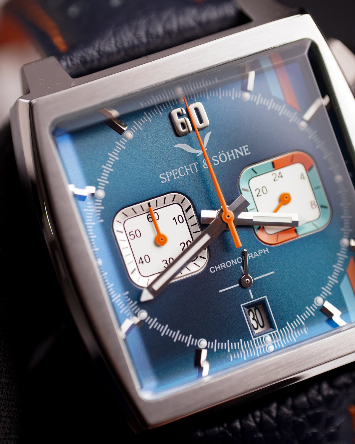 Specht & Söhne SP0009Q2 Quartz — Cronógrafo Quadrado 39mm, pulseira de couro, vista 4