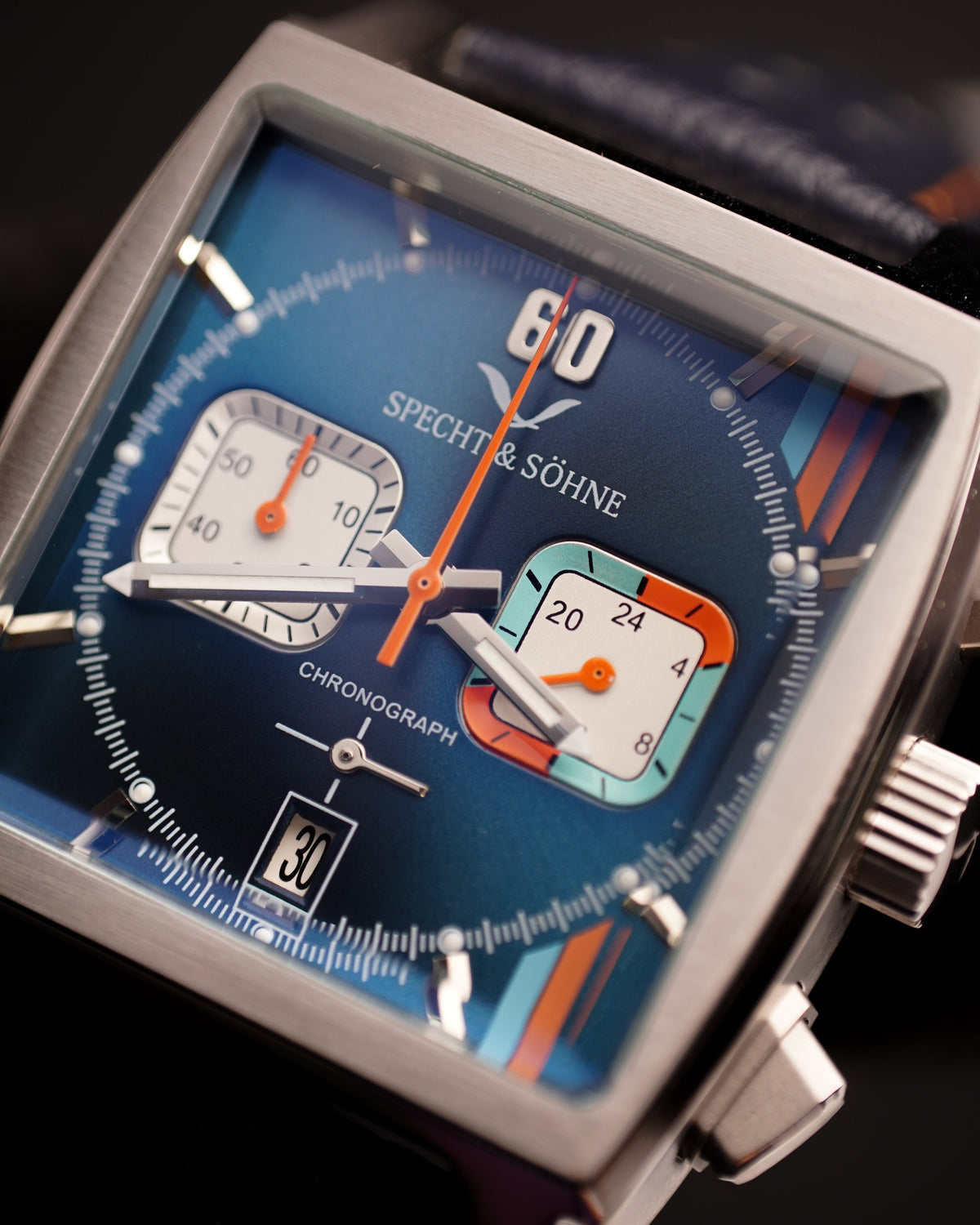 Specht & Söhne SP0009Q2 Quartz — Cronógrafo Quadrado 39mm, pulseira de couro, vista 5