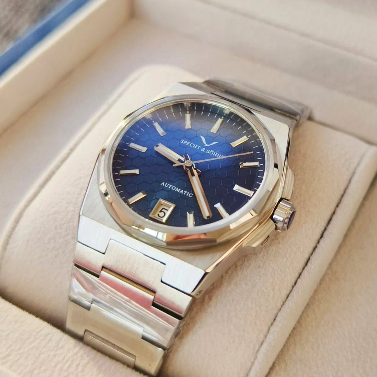Specht & Söhne SP0023A1 Automático — Esportivo 37mm, pulseira de aço, vista 7