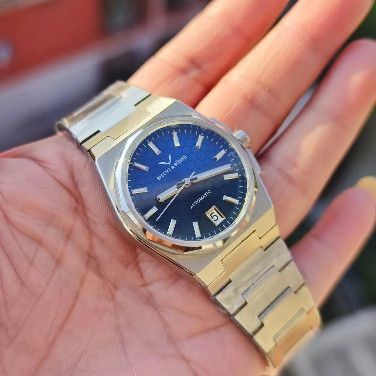 Specht & Söhne SP0023A1 Automático — Esportivo 37mm, pulseira de aço, vista 3