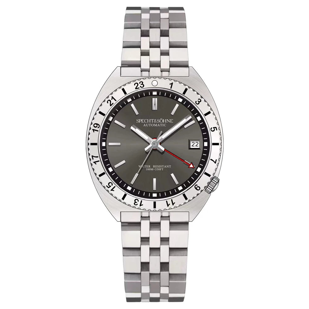 Specht & Söhne SP0020A9 Automático — Piloto 38mm, pulseira de aço, vista 3