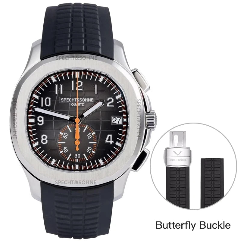 Specht & Söhne SP0006Q2 Quartz — Cronógrafo Esportivo 42mm, pulseira de silicone, vista 12