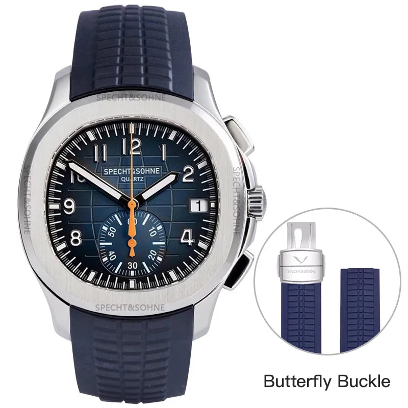Specht & Söhne SP0006Q3 Quartz — Cronógrafo Esportivo 42mm, pulseira de silicone, vista 9