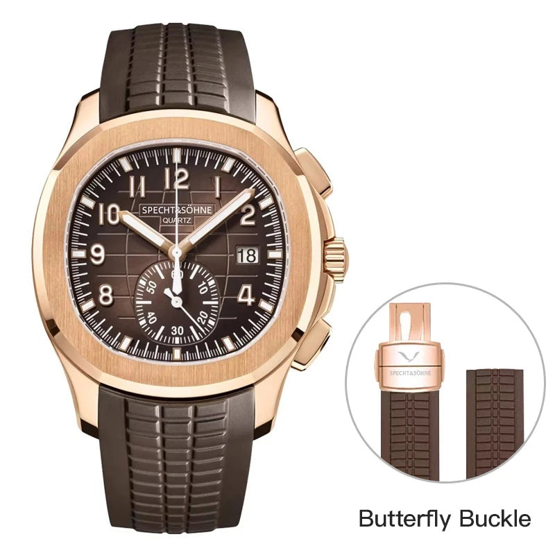 Specht & Söhne SP0006Q5 Quartz — Cronógrafo Esportivo 42mm, pulseira de silicone, vista 13