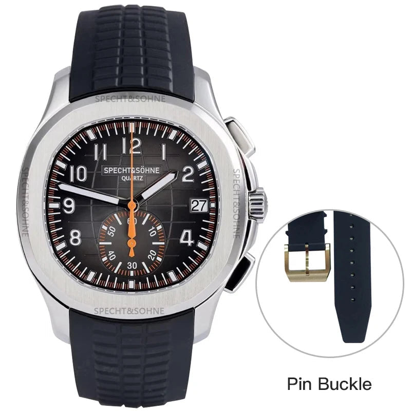 Specht & Söhne SP0006Q2 Quartz — Cronógrafo Esportivo 42mm, pulseira de silicone, vista 11