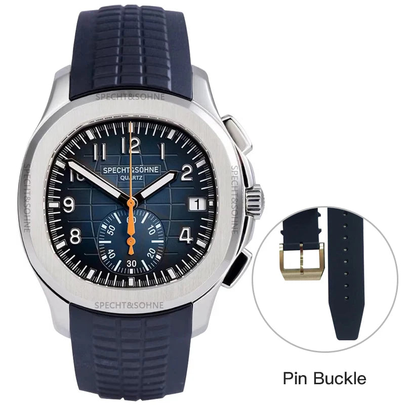 Specht & Söhne SP0006Q3 Quartz — Cronógrafo Esportivo 42mm, pulseira de silicone, vista 8