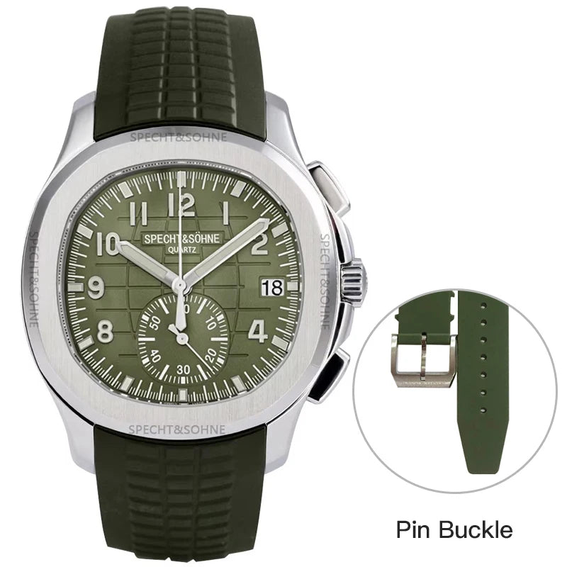 Specht & Söhne SP0006Q4 Quartz — Cronógrafo Esportivo 42mm, pulseira de silicone, vista 9